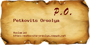 Petkovits Orsolya névjegykártya